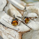 Citrine Bezel Set White Gold Studs