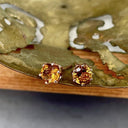 Citrine and Rose Gold Six Claw Studs