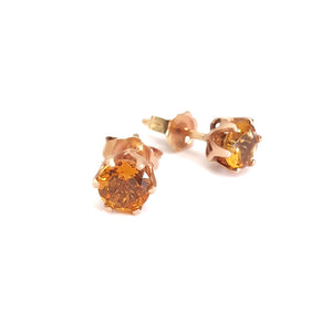 Citrine and Rose Gold Six Claw Studs