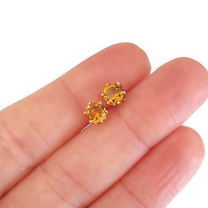 Citrine and Rose Gold Six Claw Studs