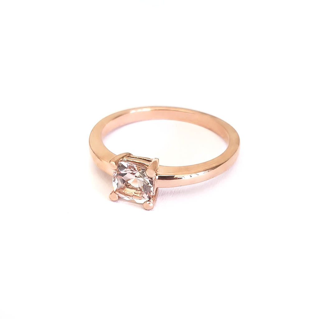 Classic Cushion Cut Solitaire Morganite Four Claw Ring