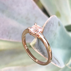 Classic Cushion Cut Solitaire Morganite Four Claw Ring