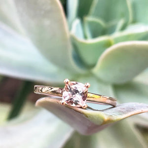 Classic Cushion Cut Solitaire Morganite Four Claw Ring