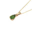 Classic Pear Cut Green Tourmaline and Yellow Gold Pendant