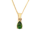 Classic Pear Cut Green Tourmaline and Yellow Gold Pendant