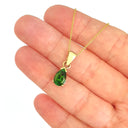 Classic Pear Cut Green Tourmaline and Yellow Gold Pendant