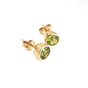  Classic Round Bezel Set Peridot Studs