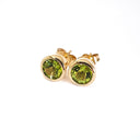  Classic Round Bezel Set Peridot Studs