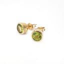  Classic Round Bezel Set Peridot Studs