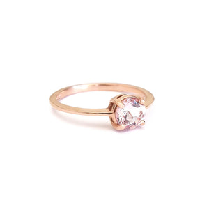 Classic Round Cut Solitaire Morganite Four Claw Ring