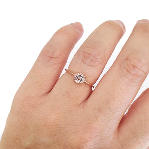 Classic Round Cut Solitaire Morganite Four Claw Ring