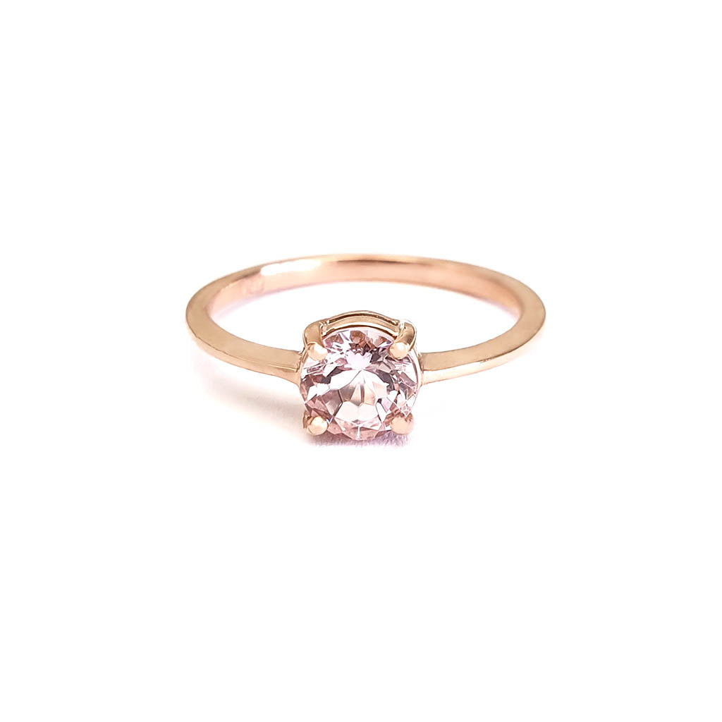 Classic Round Cut Solitaire Morganite Four Claw Ring