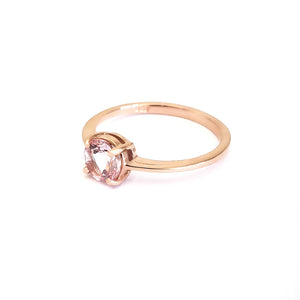 Classic Round Cut Solitaire Morganite Four Claw Ring