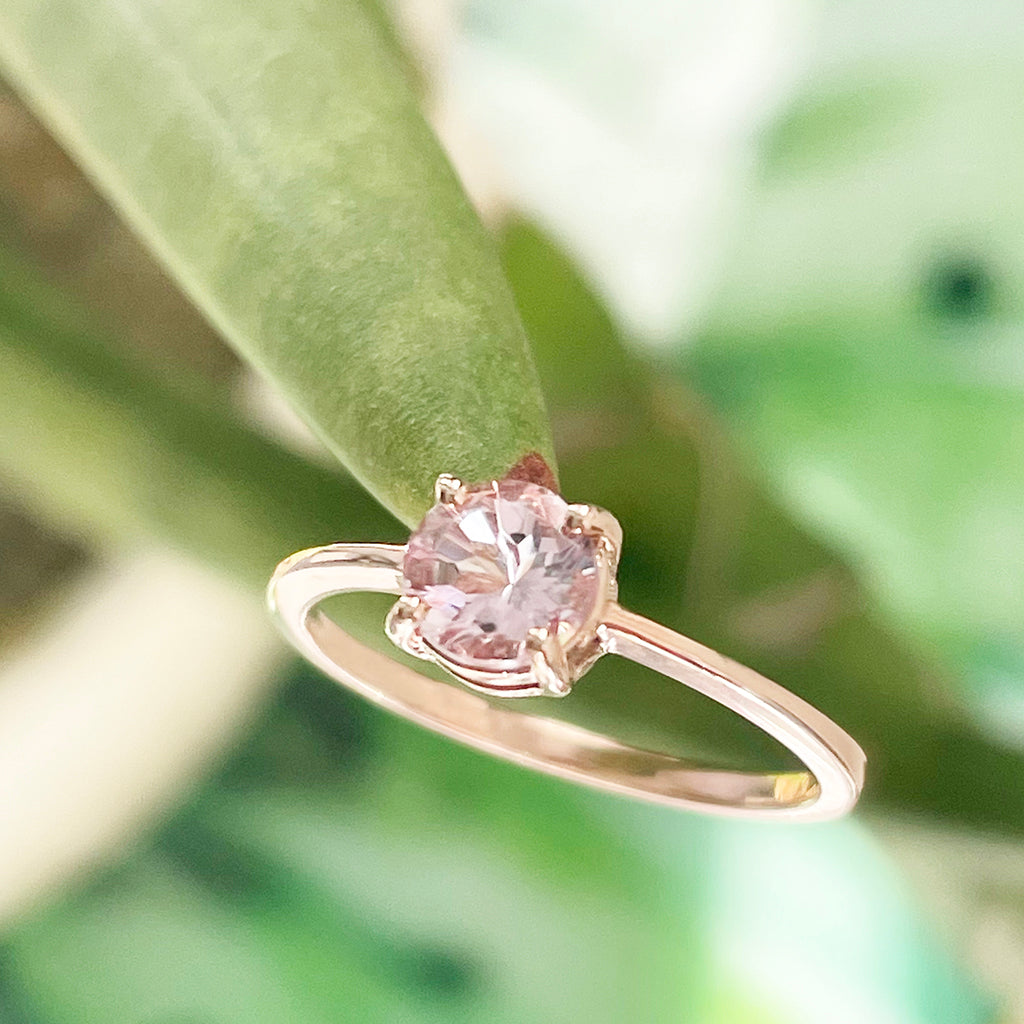 Classic Round Cut Solitaire Morganite Four Claw Ring