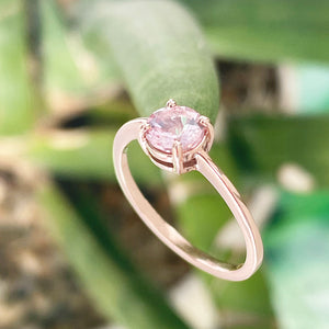 Classic Round Cut Solitaire Morganite Four Claw Ring