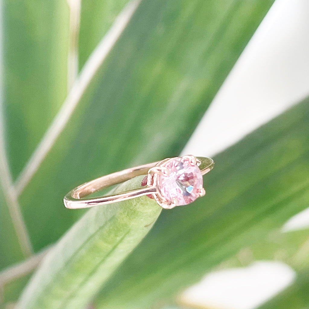 Classic Round Cut Solitaire Morganite Four Claw Ring