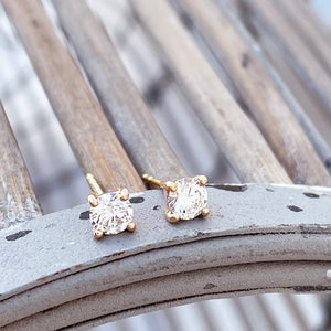 Classically Elegant White Diamond Rose Gold Studs