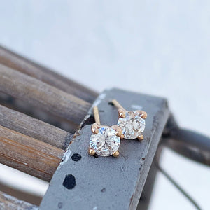 Classically Elegant White Diamond Rose Gold Studs