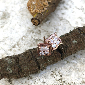 Cluster Diamond Rose Gold Stud Earrings