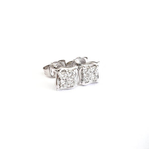 Cluster Diamond White Gold Stud Earrings