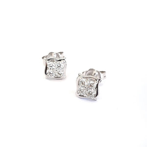 Cluster Diamond White Gold Stud Earrings