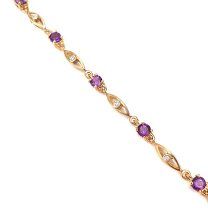 Contemporary Amethyst And Diamond Yellow Gold Bracelet