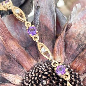 Contemporary Amethyst And Diamond Yellow Gold Bracelet