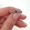 Contemporary Five Tanzanite and Four Diamond Rose Gold Ring