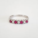 Contemporary Four Claw Ruby and Diamond White Gold Ring