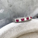 Contemporary Four Claw Ruby and Diamond White Gold Ring