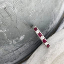 Contemporary Four Claw Ruby and Diamond White Gold Ring