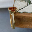 Contemporary Oval Citrine Yellow Gold Open Bezel Set Ring