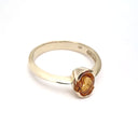 Contemporary Oval Citrine Yellow Gold Open Bezel Set Ring