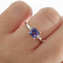 Contemporary Square Cut Tanzanite and Petite Diamond Accent Ring