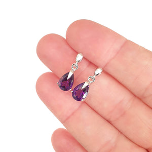Contemporary White Gold Pear Cut Amethyst Drop Earrings