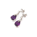 Contemporary White Gold Pear Cut Amethyst Drop Earrings