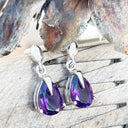 Contemporary White Gold Pear Cut Amethyst Drop Earrings
