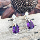 Contemporary White Gold Pear Cut Amethyst Drop Earrings