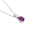 Contemporary White Gold Pear Cut Amethyst Drop Pendant