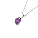 Contemporary White Gold Pear Cut Amethyst Drop Pendant