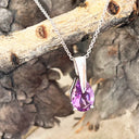 Contemporary White Gold Pear Cut Amethyst Drop Pendant
