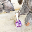 Contemporary White Gold Pear Cut Amethyst Drop Pendant