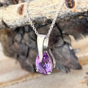 Contemporary White Gold Pear Cut Amethyst Drop Pendant