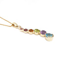 Curvaceous Rainbow Claw Set Multistone Yellow Gold Pendant
