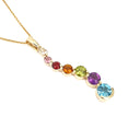 Curvaceous Rainbow Claw Set Multistone Yellow Gold Pendant