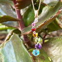 Curvaceous Rainbow Claw Set Multistone Yellow Gold Pendant