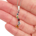 Curvaceous Rainbow Multistone White Gold Pendant