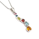 Curvaceous Rainbow Multistone White Gold Pendant