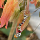 Curvaceous Rainbow Multistone White Gold Pendant