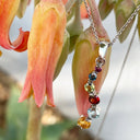 Curvaceous Rainbow Multistone White Gold Pendant